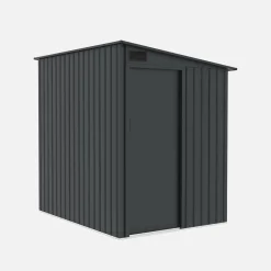 Abrigo de jardim em aço galvanizado com porta deslizante e kit de ancoragem