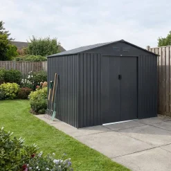 Abrigo de jardim em metal com kit de ancoragem, 8,95m²