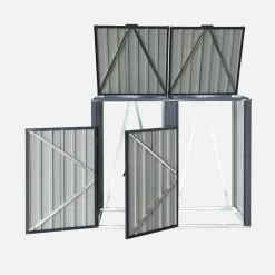 Abrigo para caixote do lixo em aço galvanizado cinzento