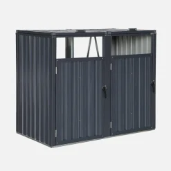 Abrigo para caixote do lixo em aço galvanizado cinzento