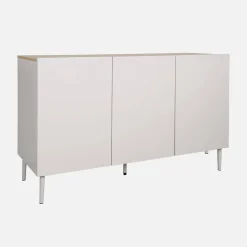 Aparador de metal e decoração de madeira 3 portas, 120cm