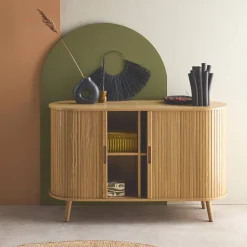 Aparador escandinavo com 2 portas de correr, 120cm