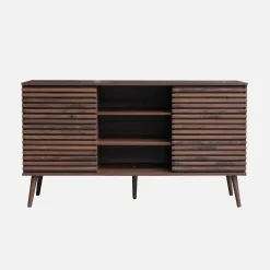 Aparador escandinavo em madeira, 2 portas, 140cm