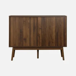 Aparador estilo escandinavo com efeito de madeira de 2 portas, 115cm