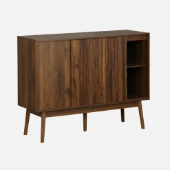 Aparador estilo escandinavo com efeito de madeira de 2 portas, 115cm