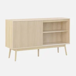 Aparador estilo escandinavo com efeito de madeira de 2 portas, 150cm