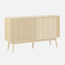 Aparador estilo escandinavo com efeito de madeira de 2 portas, 150cm