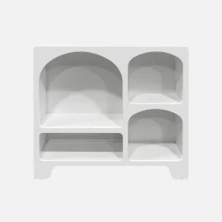 Aparador orgânico con efeito madeira branco, 4 compartimentos