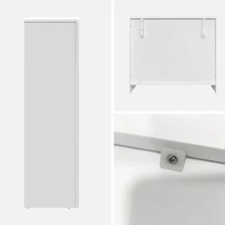 Aparador orgânico con efeito madeira branco, 4 compartimentos