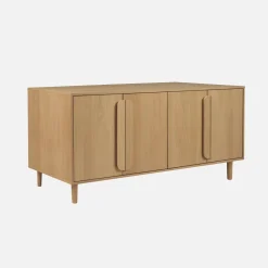 Aparador vintage efeito madeira em 4 portas, 160cm