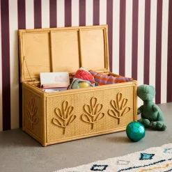 Baú de brinquedos infantil boêmio em rattan