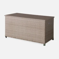 Baú de jardim com armazenamento de resina trançada, 790L, 170x82cm