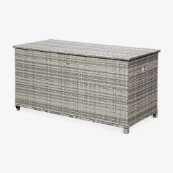 Baú de jardim com armazenamento de resina trançada, 790L, 170x82cm