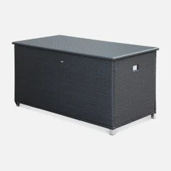 Baú de jardim com armazenamento de resina trançada, 790L, 170x82cm