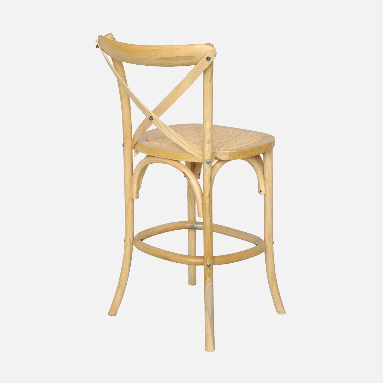 Banco alto de cozinha estilo bistrô em madeira, 65cm
