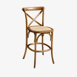Banco alto de cozinha estilo bistrô em madeira, 65cm