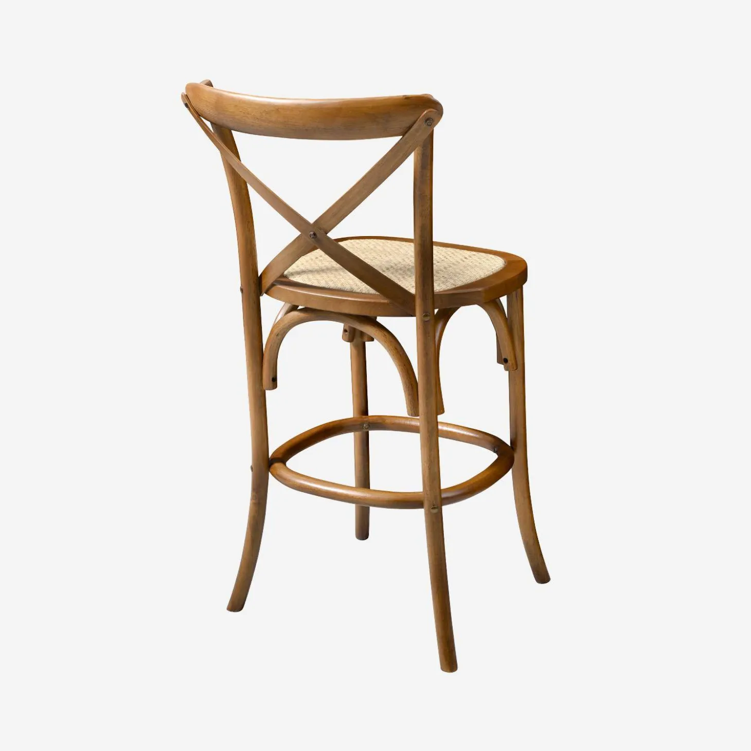 Banco alto de cozinha estilo bistrô em madeira, 65cm
