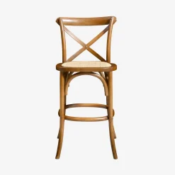 Banco alto de cozinha estilo bistrô em madeira, 65cm, set de 2
