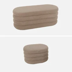 Banco baú com 2 puffes de arrumação boucle