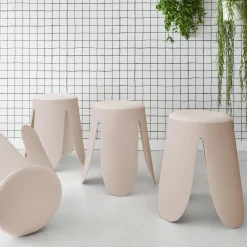 Banco empilhável em tecido bouclé, set de 4