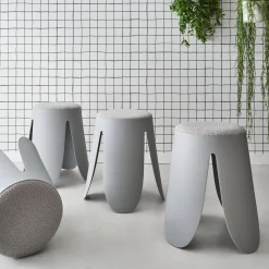 Banco empilhável em tecido bouclé, set de 4