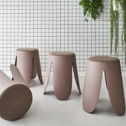 Banco empilhável em tecido bouclé, set de 4