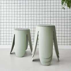Banco empilhável em tecido bouclé, set de 4