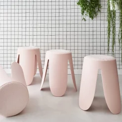 Banco empilhável em tecido bouclé, set de 4