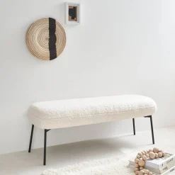 Banco, extremidade da cama com revestimento de boucle