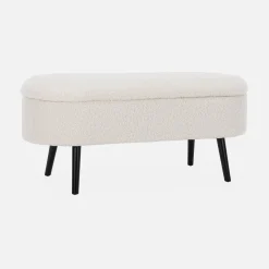 Banco, extremidade da cama com revestimento de boucle