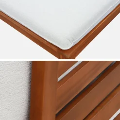 Banco modular de jardim em madeira de acácia e bouclé, 2 lugares