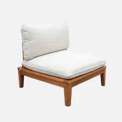 Banco modular de jardim em madeira de acácia e bouclé, 2 lugares