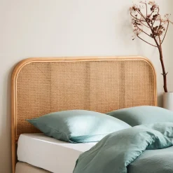 Cabeceira para cama de vime natural e cana