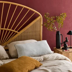 Cabeceira para cama de vime natural e cana