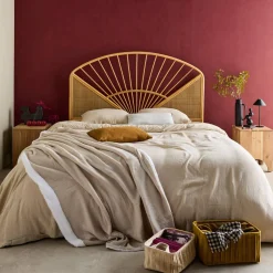 Cabeceira para cama de vime natural e cana