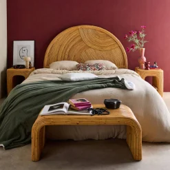 Cabeceira para cama de vime natural