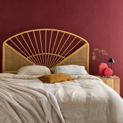 Cabeceira para cama de vime natural e cana