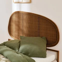 Cabeceira para cama em rotim escuro