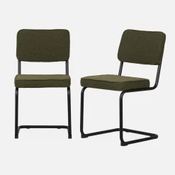 Cadeira cantilever em tecido bouclé com estrutura em aço, set de 2