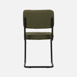 Cadeira cantilever em tecido bouclé com estrutura em aço, set de 2