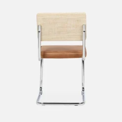 Cadeira cantilever em tecido e efeito rattan, set de 2