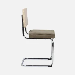 Cadeira cantilever em tecido e efeito rattan, set de 2