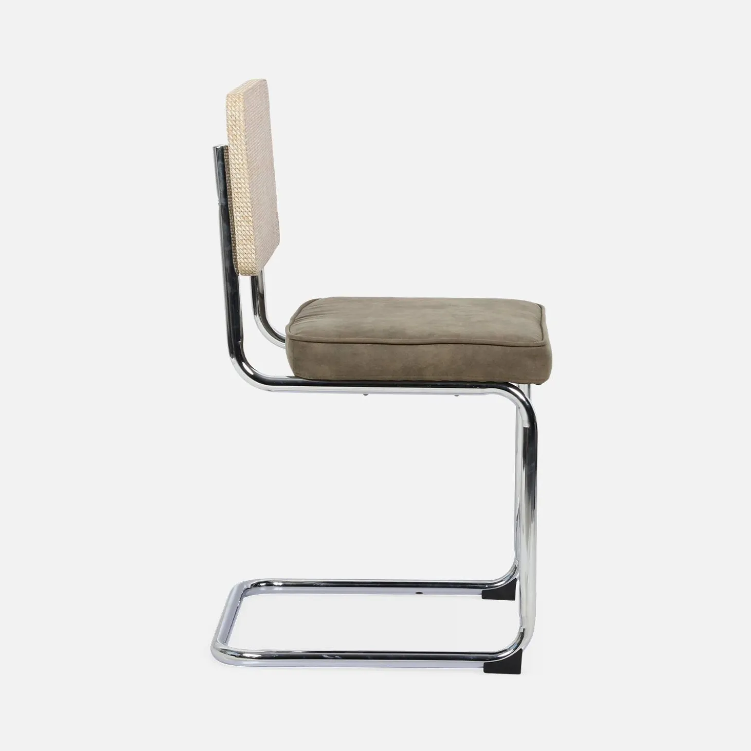 Cadeira cantilever em tecido e efeito rattan, set de 2