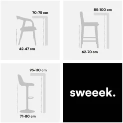 Cadeira cantilever em tecido bouclé com estrutura em aço, set de 2