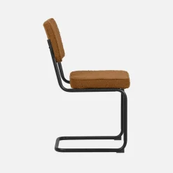 Cadeira cantilever em tecido bouclé com estrutura em aço, set de 2