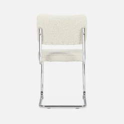 Cadeira cantilever em tecido bouclé com estrutura em aço, set de 2
