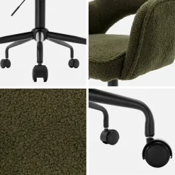 Cadeira de escritório boucle com rodízios