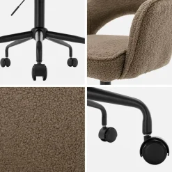 Cadeira de escritório boucle com rodízios