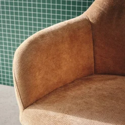 Cadeira de escritório com rodas ajustável de metal e tecido