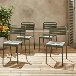 Cadeira de jardim bistrô em aço, set de 4